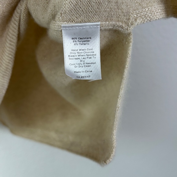 Talbots plus size 2X mock neck pullover sweater cashmere blend beige metallic - Picture 11 of 11